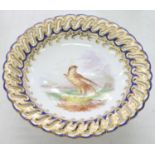 A COALPORT DESSERT STAND, C1850, PAINTED TO THE CENTRE WITH AN EAGLE IN A HIGHLAND LANDSCAPE, THE