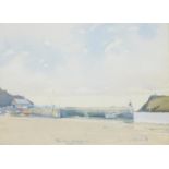 PETER LLOYD DAVIS - PORT ERIN HARBOUR; BRADDA HEAD, WATERCOLOUR, 26 x 36.5CM