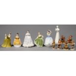 TWO ROYAL WORCESTER AND FOUR ROYAL DOULTON BONE CHINA FIGURES, VARIOUS SIZES, PRINTED MARK As a