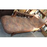 A VICTORIAN MAHOGANY CHAISE LONGUE, C1900, 192CM L Old repair and parts loose