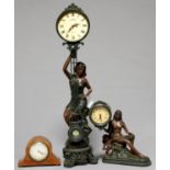 AN EDWARDIAN INLAID MAHOGANY MANTEL TIMEPIECE, C1910, WITH FRENCH EIGHT DAY MOVEMENT, 12.5CM H AND