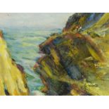 ENGLISH SCHOOL, EARLY 20TH C - MORWENSTOWE, WATERCOLOUR, 9 X 11CM, AN OIL SKETCH ON THE COAST BY S