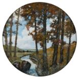 GEORGE R RIGBY, 20TH CENTURY  - THE EDGE OF THE WOOD, SIGNED ON THE BACKBOARD, OIL ON BOARD, 36.