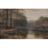 EDGAR LONGSTAFFE (1852-1933) - EVENING; AUTUMN, A PAIR, BOTH SIGNED WITH MONOGRAM, OIL ON BOARD,