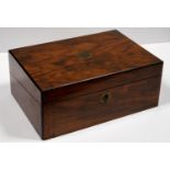 A VICTORIAN WALNUT WRITING BOX WITH FITTED INTERIOR, 34.5CM L Interior requiring some repair