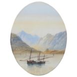 EDWIN EARP (1851-1945) - FISHING BOATS ON AN ITALIAN LAKE, SIGNED AND DATED '76, WATERCOLOUR,