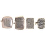 FOUR ENGLISH SILVER VESTA CASES, LATE 19TH AND EARLY 20TH C, VARIOUS SIZES AND MAKERS, 2OZS 11DWTS