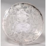 LE LYS. A LALIQUE CLEAR AND FROSTED GLASS BOX FOR D'ORSAY, DESIGNED C1922, 10.5CM DIA Undamaged,