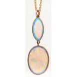 AN OPAL PENDANT, EARLY 20TH C, 36MM, MARKED  9C, 2G AND A NECKLET Good condition, the opals