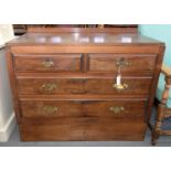 A WALNUT CHEST OF DRAWERS, EARLY 20TH C, 8CM H; 45 X 98CM Base altered, handles replaced