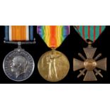 WWI PAIR, BRITISH WAR MEDAL AND VICTORY MEDAL L/CPL W R LEAH 4TH SAI AND FRANCE CROIX DE GUERRE WITH