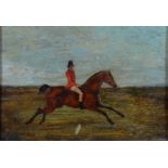 FOLLOWER OF HENRY THOMAS ALKEN - A FOX HUNTER, OIL ON PANEL, 12 X 17.5CMProvenance: The Rowley