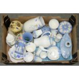 A COLLINGWOOD BONE CHINA BLUE FLOWERS PATTERN TEA SERVICE AND MISCELLANEOUS CERAMICS, TO INCLUDE