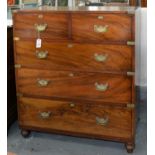 A VICTORIAN MILITARY CHEST OF CAMPHORWOOD, LATE 19TH C, IN TWO HALVES, WITH FLUSH