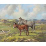 ARTHUR JESSE HEYDEN (1916-1990) - DONKEY AND FOAL, SIGNED AND DATED '76, SIGNED AND DATED AGAIN