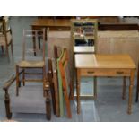 MISCELLANEOUS FOLDING AND OTHER CHAIRS, A MODERN GILT FRAMED MIRROR AND A SIDE TABLE