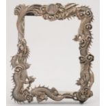A CHINESE SILVER REPOUSSE DRAGON'S PHOTOGRAPH FRAME, C1900, 10 X 8CM, MARKED 90, W H AND IN CHINESE,