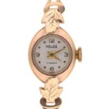 A MAJEX  9CT GOLD LADY'S WRISTWATCH ON 9CT GOLD BRACELET, 10G Working order