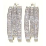 A PAIR OF DIAMOND HOOP EARRINGS IN 9CT WHITE GOLD, 21MM DIAM, CONVENTION MARKED, 6.7G Good