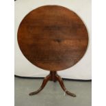 A GEORGE III MAHOGANY STAINED OAK TRIPOD TABLE, EARLY 19TH C, 72CM H; 90CM DIA No significant
