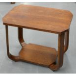 AN ENGLISH ART DECO OAK AND OAK PLY OCCASIONAL TABLE, C1930-40, 49CM H; 38 X 55CM Good condition