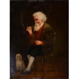 A HEZING, 19TH CENTURY, MAN'S BEST FRIEND, SIGNED, OIL ON PANEL, 35.5 X 25.5CM, UNFRAMED Cleaned and
