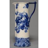 A ROYAL DOULTON FLOW BLUE GLOIRE-DE-DIJON JUG, C1910, 38CM H, PRINTED MARKS Wear to gilding on rim