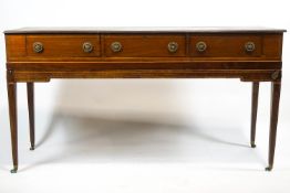 An 18th century mahogany square piano converted into a sideboard,