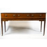 An 18th century mahogany square piano converted into a sideboard,