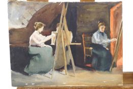 The Honourable Mabel Hamilton (British) 19th century), 'At the Easel', watercolour,