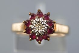 A yellow and white metal cluster ring.