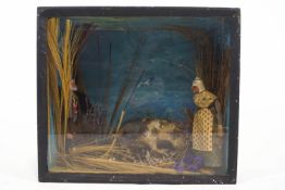 A French Camargue cased and glazed diorama with two composite figures of peasants