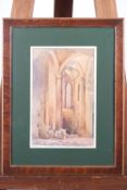 English School, 20th century, Church interior, watercolour,