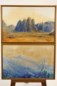 After David Roberts, Desert Scene, Mountainous landscape, watercolour and bodycolour,