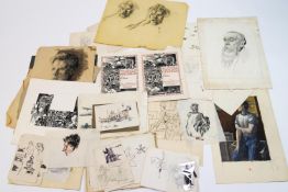 Eighty three sketches by Laurence Irving, all unframed, pencil, charcoal, pastel, pen and ink,