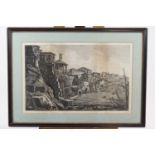 Luigi Rossini (Italian) 1790-1857, 'Bank of the Tiber', etching,