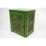 A green painted Victorian food cupboard,