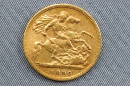 A half sovereign coin, dated 1896.