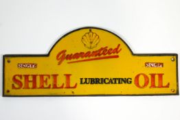 Automobilia - a dome topped cast metal and enamel Shell Oil sign,