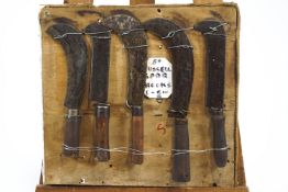 A group of five Fussell of Mells spar hooks,
