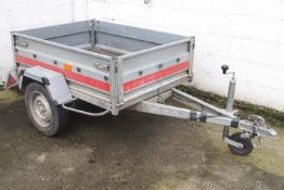 An aluminium, raised-side trailer, 141cm x 110cm,