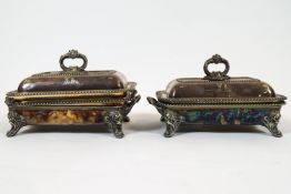 A pair of 19th century silver plated entree dishes covers and liners,