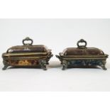 A pair of 19th century silver plated entree dishes covers and liners,