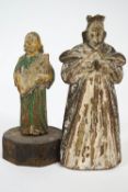 Two South American carved wood religious figures,