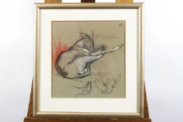 R H B, Whippet, charcoal, signed with initials upper right,