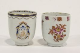 Four early 19th century Chinese export porcelain coffee cans, one is the armorial style,