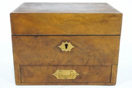 A small 19th century burr walnut apothecary's box,