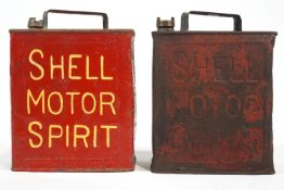 Automobilia - two painted metal Shell Motor Spirit cans,