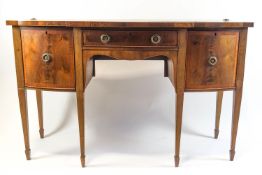 A 19th century mahogany bow fronted cross banded sideboard,