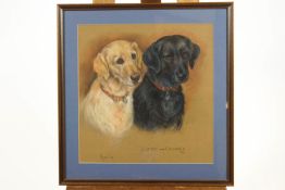 Marjorie Cox, pastel dog portrait ' Lottie and Crumble', signed lower left and dated 1991,